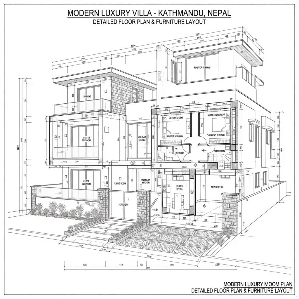 Luxury Duplex Villa at Hattigauda house design photo 2 by KSM Services